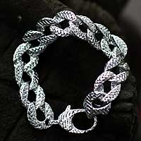 Sterling silver link bracelet, 'Circle of Braids' - Women's Sterling Silver Link Bracelet from Indonesia