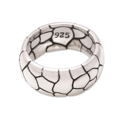 Men's sterling silver ring, 'Karma Path' - Men's Sterling Silver Band Ring