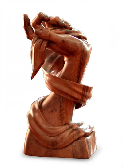 Wood sculpture, 'Ribbon of Peace' - Original Hand Carved Wood Sculpture