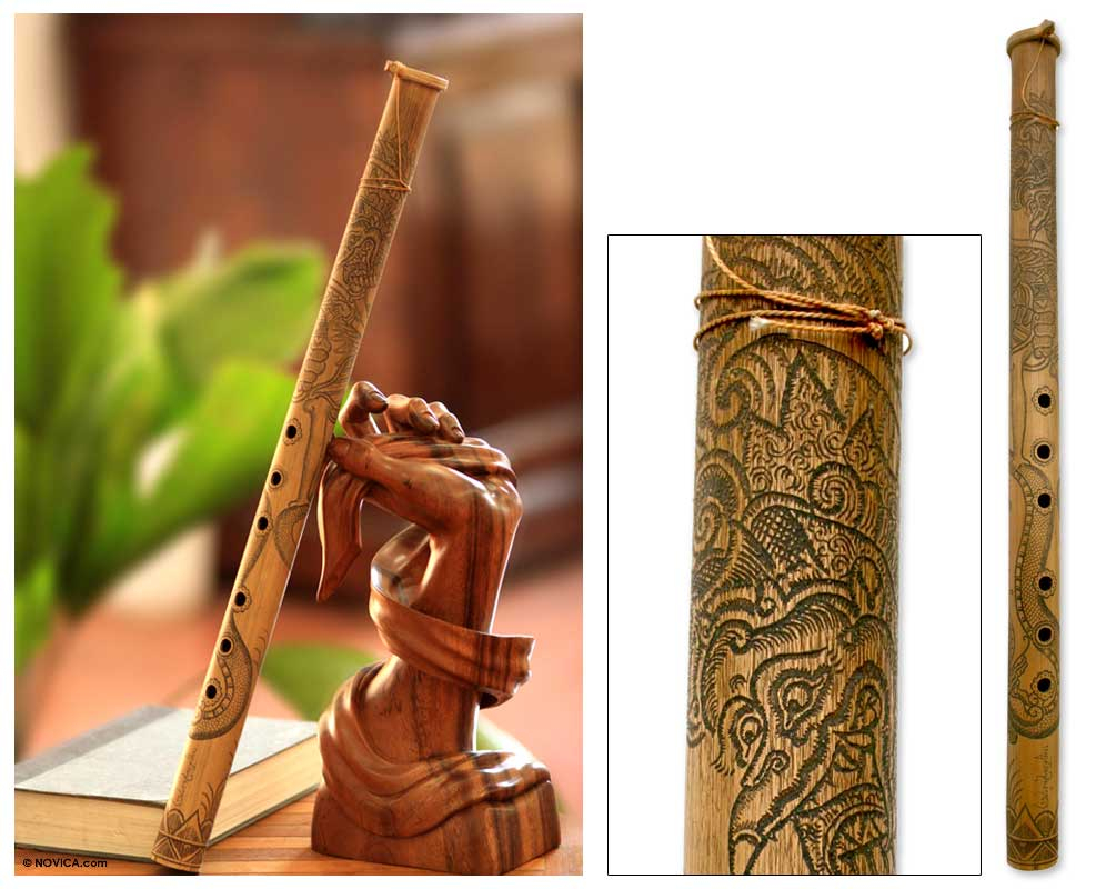 Bamboo flute Jatayu and the Dragon NOVICA