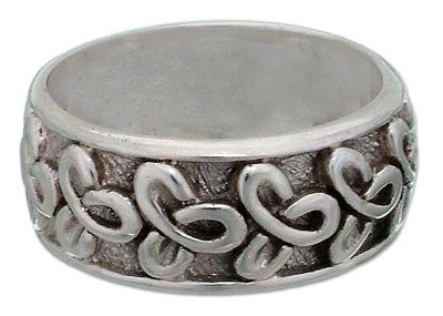 Men's sterling silver band ring, 'Memories' - Men's Sterling Silver Band Ring