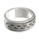 Sterling silver spinner ring, 'Knots' - Artisan Jewelry Sterling Silver Spinner Ring