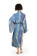 Women's batik robe, 'Blue Baliku' - Women's Hand Made Batik Robe