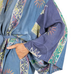 Women's batik robe, 'Blue Baliku' - Women's Hand Made Batik Robe