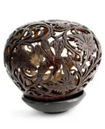 Coconut shell sculpture, 'Dancing Dragonflies' - Coconut Shell Sculpture with Stand