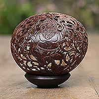 Coconut shell sculpture, 'Auspicious Ganesha' - Artisan Crafted Hinduism Coconut Shell Sculpture