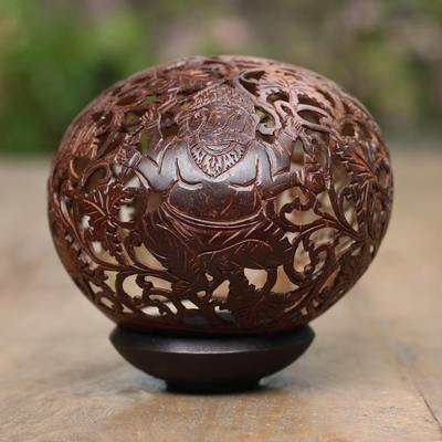 Escultura de cáscara de coco - Escultura artesanal de cáscara de coco hinduista