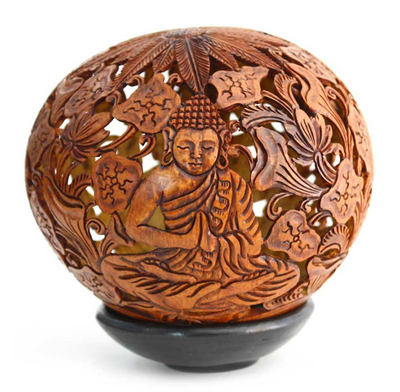 Coconut shell sculpture, 'Buddha' - Coconut Shell Sculpture from Indonesia
