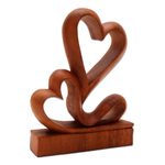 Wood sculpture, 'Two Hearts' - Carved Wood Romantic Sculpture