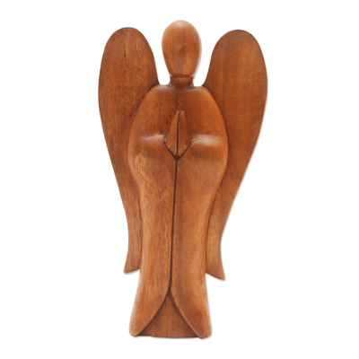 Wood sculpture, 'Angel Song of Peace' - Carved Wood Sculpture