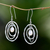 Cultured pearl dangle earrings, 'Oval Orbits' - Pearl dangle earrings (image 2b) thumbail