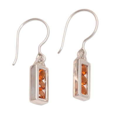 Citrine dangle earrings, 'Golden Lantern' - Citrine Sterling Silver Dangle Earrings