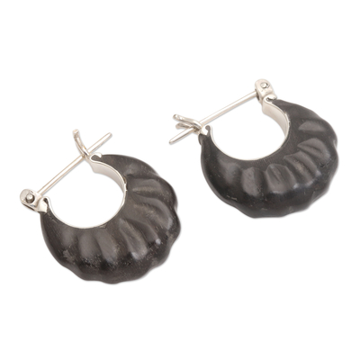 Sterling silver hoop earrings, 'Cocoon' - Sterling silver hoop earrings