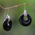 Sterling silver dangle earrings, 'Black Halo' - Carved Horn and Sterling Silver Dangle Earrings
