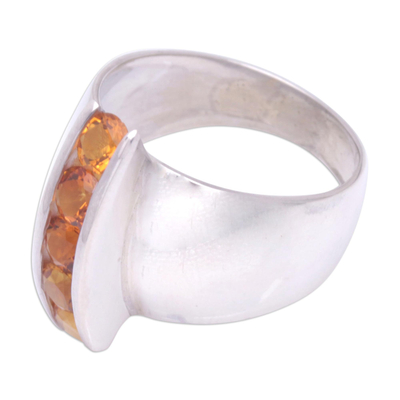 Citrine cocktail ring, 'Five Reasons' - Citrine cocktail ring