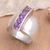 Amethyst cocktail ring, 'Five Reasons' - Unique Modern Sterling Silver and Amethyst Ring