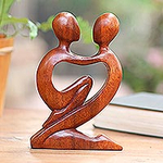Original escultura romántica de madera, 'amor verdadero'
