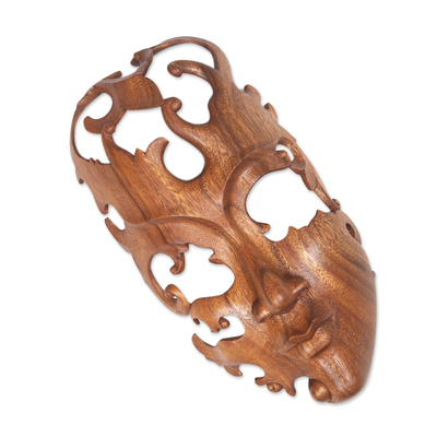 Wood mask, 'Lover' - Modern Wood Mask from Indonesia
