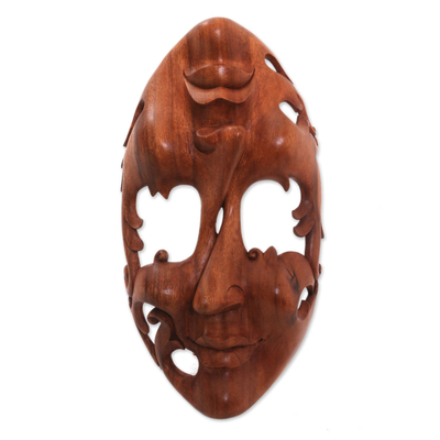 Wood mask, 'Joy and Sorrow' - Unique Modern Wood Mask