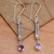 Amethyst dangle earrings, 'Bali Birthright' - Amethyst Sterling Silver Dangle Earrings thumbail