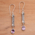 Amethyst dangle earrings, 'Bali Birthright' - Amethyst Sterling Silver Dangle Earrings (image 2b) thumbail