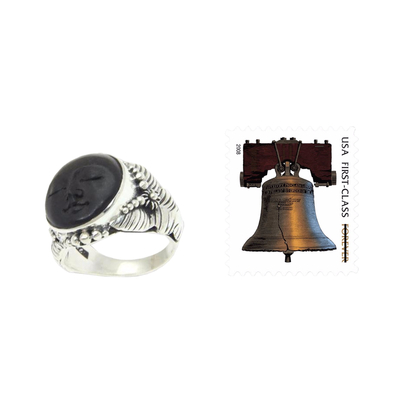 Ebony cocktail ring, 'Amun Ra' - Hand Crafted Ebony Wood and Silver Cocktail Ring