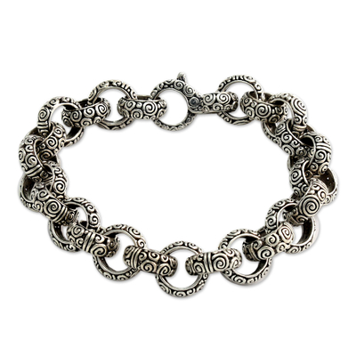Men's sterling silver link bracelet, 'Inseparable' - Men's Sterling Silver Link Bracelet