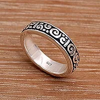 Featured review for Sterling silver band ring, Young Fern