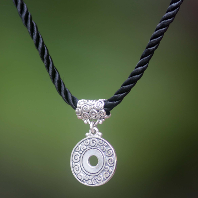 Sterling silver pendant necklace, 'Universal Coin' - Hand Made Sterling Silver Good Fortune Necklace
