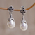Pearl dangle earrings, 'White Lotus Bud' - Sterling Silver Pearl Dangle Earrings (image 2) thumbail