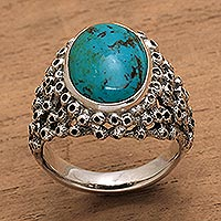 Men's turquoise ring, 'Living Coral'