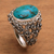 Men's turquoise ring, 'Living Coral' - Men's Hand Made Silver and Turquoise Ring from Indonesia (image 2b) thumbail
