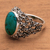 Men's turquoise ring, 'Living Coral' - Men's Hand Made Silver and Turquoise Ring from Indonesia (image 2d) thumbail
