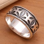 Men's sterling silver band ring, 'Positive' - Men's Sterling Silver Cross Ring