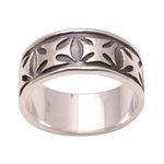 Men's sterling silver band ring, 'Positive' - Men's Sterling Silver Cross Ring