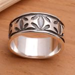 Men's sterling silver band ring, 'Positive' - Men's Sterling Silver Cross Ring