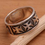 Men's sterling silver band ring, 'Positive' - Men's Sterling Silver Cross Ring