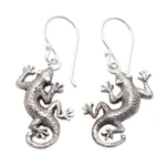 Sterling silver dangle earrings, 'Gecko Shuffle' - Sterling Silver Lizard Earrings