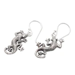 Sterling silver dangle earrings, 'Gecko Shuffle' - Sterling Silver Lizard Earrings