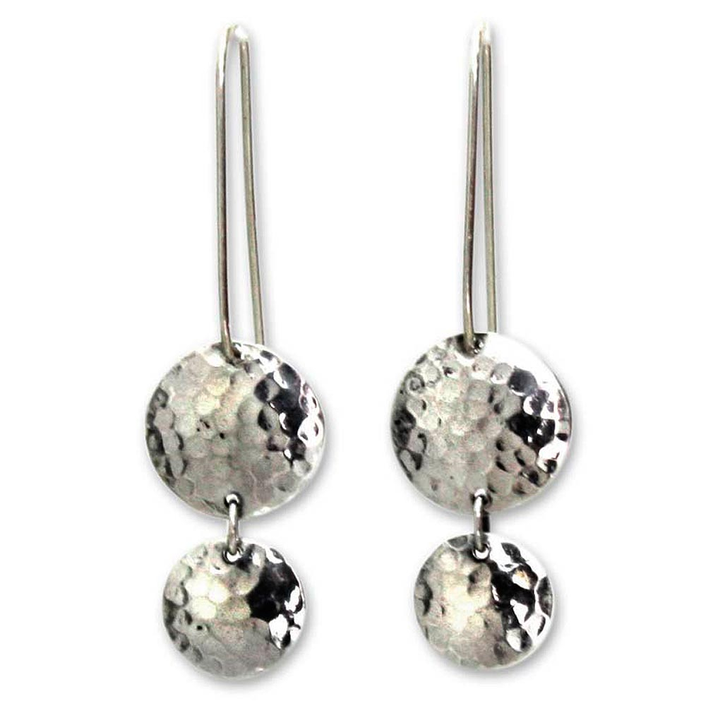 Sterling Silver Dangle Earrings - Magical Shields | NOVICA