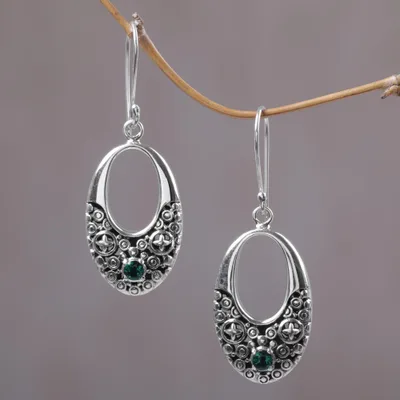 Sterling silver dangle earrings, 'Indonesia Glam' - Fair Trade Indonesian Sterling Silver and Quartz Earrings