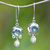 Cultured pearl and blue topaz dangle earrings, 'Sky Fantasy' - Blue Topaz and Pearl Silver Dangle Earrings thumbail