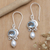 Cultured pearl and blue topaz dangle earrings, 'Sky Fantasy' - Blue Topaz and Pearl Silver Dangle Earrings (image 2b) thumbail