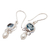 Cultured pearl and blue topaz dangle earrings, 'Sky Fantasy' - Blue Topaz and Pearl Silver Dangle Earrings (image 2c) thumbail