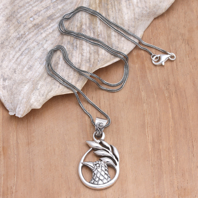 Sterling silver pendant necklace, 'Wishful' - Sterling silver pendant necklace