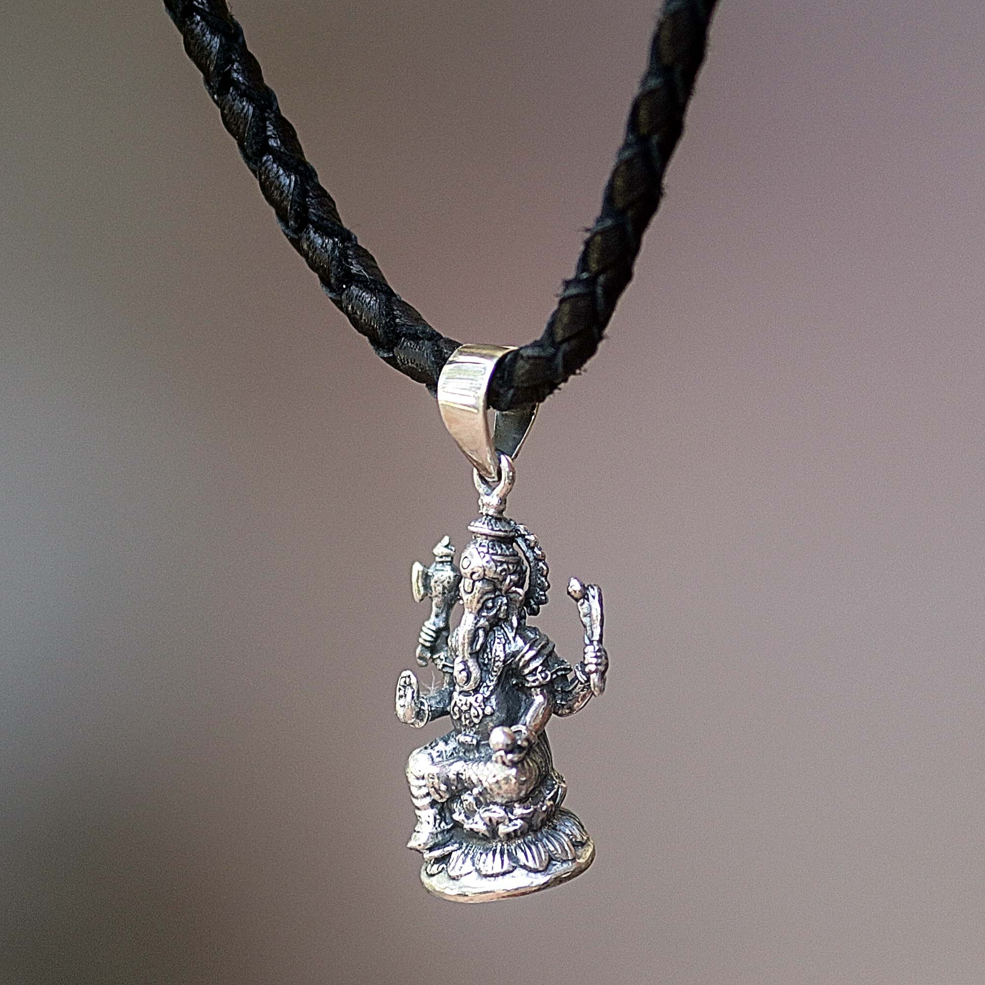 Men's Sterling Silver Pendant Necklace - Ganesha | NOVICA