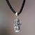 Men's sterling silver and leather necklace, 'Ganesha' - Men's Sterling Silver Pendant Necklace (image 2b) thumbail