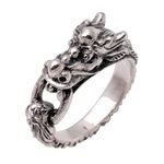 Men's sterling silver ring, 'Flying Dragon' - Men's Sterling Silver Band Ring
