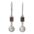 Pearl & garnet dangle earrings, 'Pure Passion' - Pearl and Garnet Sterling Silver Earrings thumbail