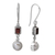 Pearl & garnet dangle earrings, 'Pure Passion' - Pearl and Garnet Sterling Silver Earrings (image 2b) thumbail